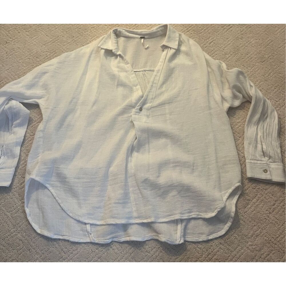 Free People White Lightweight Gauze Tunic Top